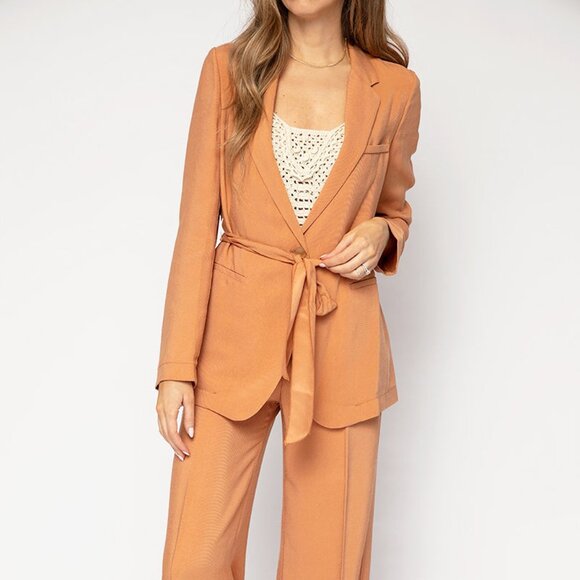 FORTE FORTE Cupro Twill Deconstructed Blazer in Apricot - Picture 6 of 6